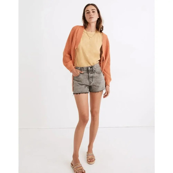 MADEWELL Relaxed Denim Shorts in Noll Wash Gray Charcoal Size 28 Button Fly - Picture 1 of 11